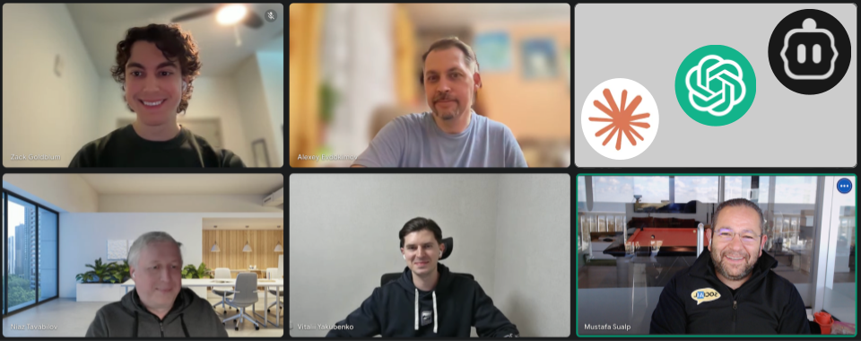 Sociail team members in a video call before shared AI context