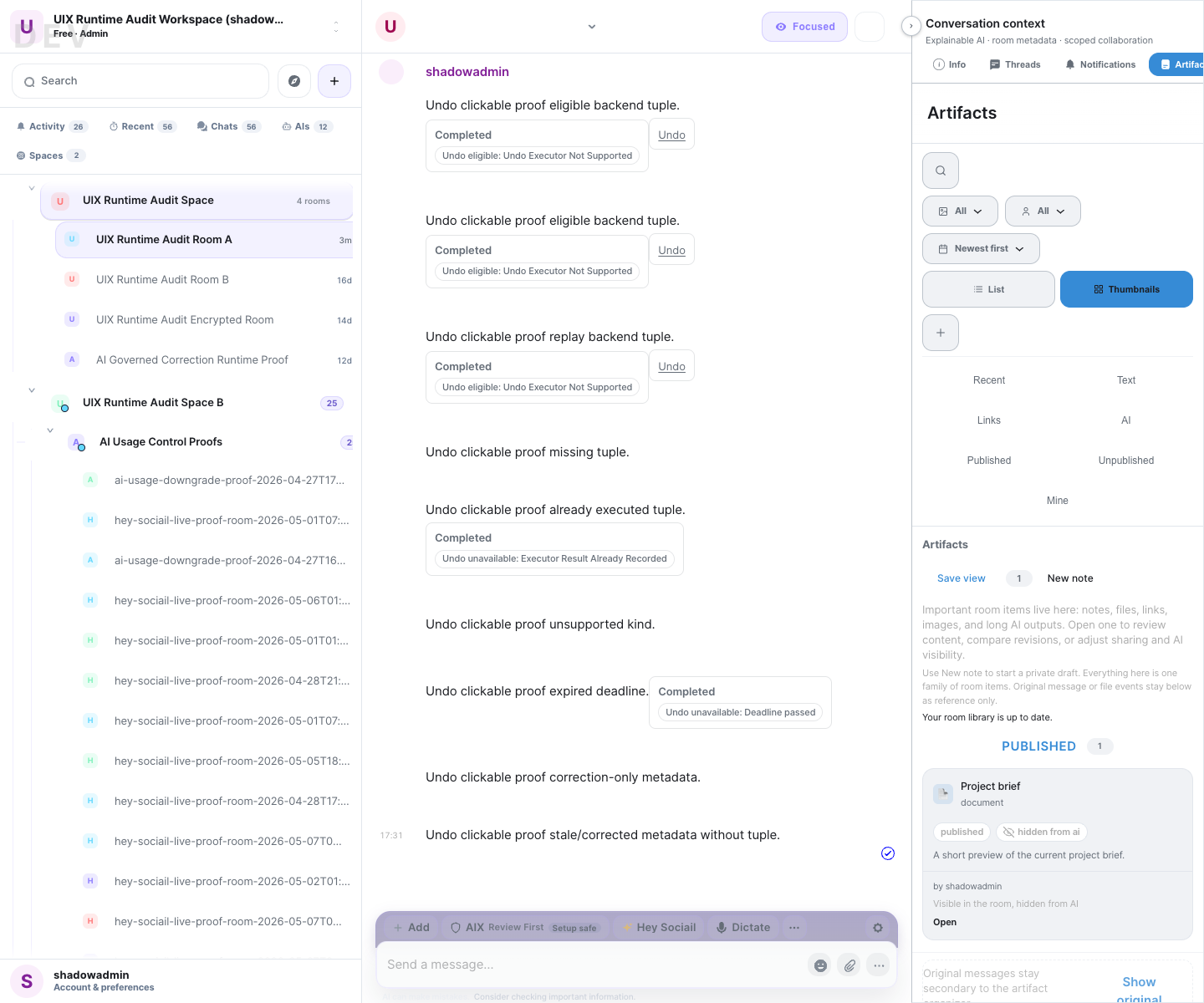 Sociail artifact panel grid proof