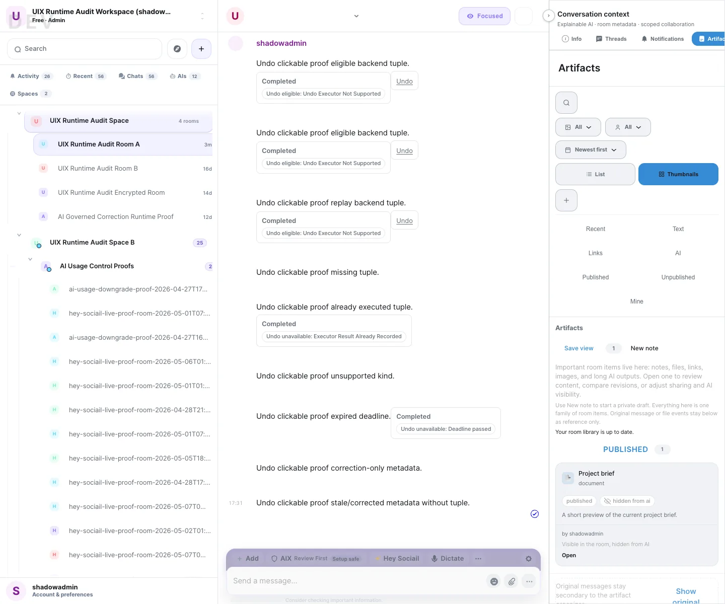 Sociail artifact panel grid proof