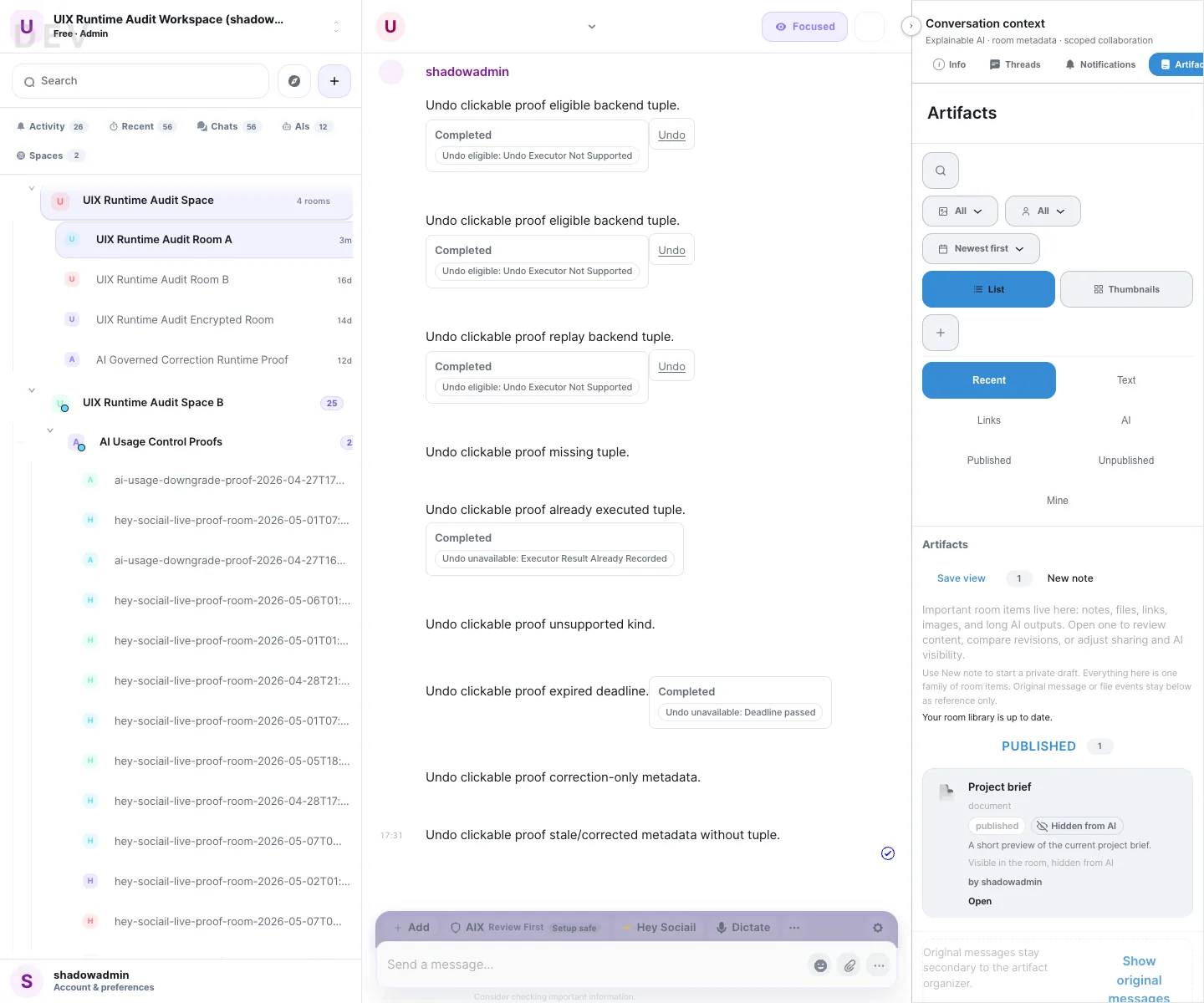 Sociail artifact panel list proof