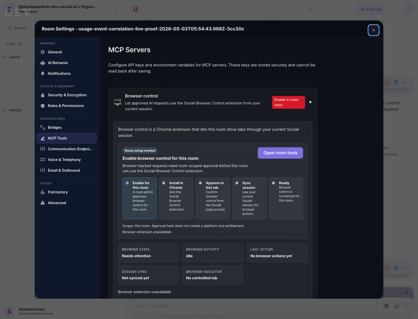Sociail Browser Control setup guide proof