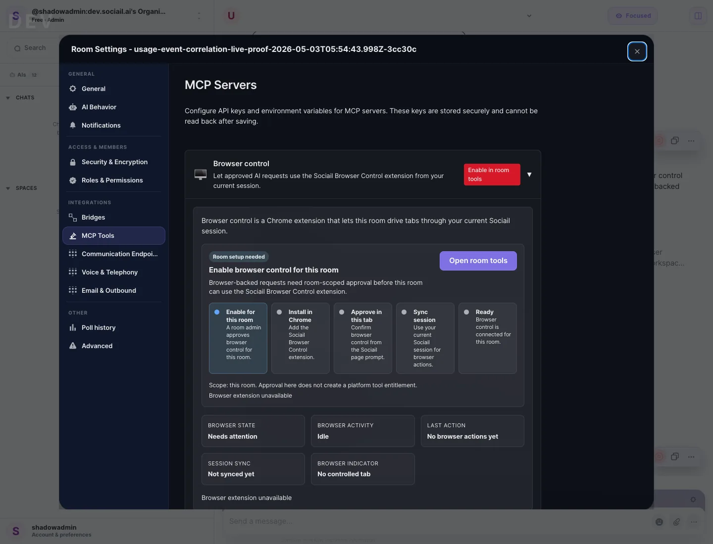 Sociail Browser Control setup guide proof