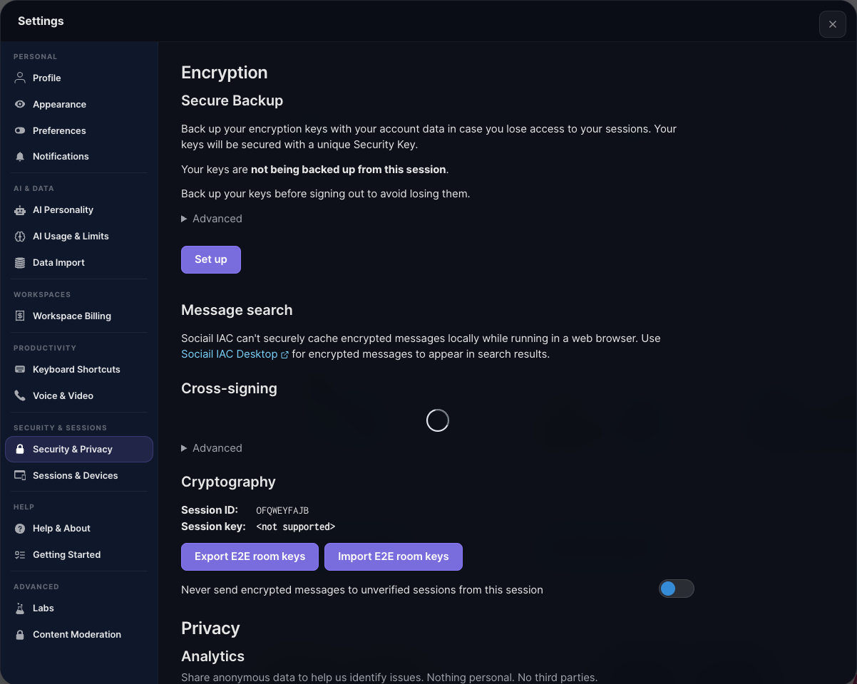 Sociail security and privacy settings proof