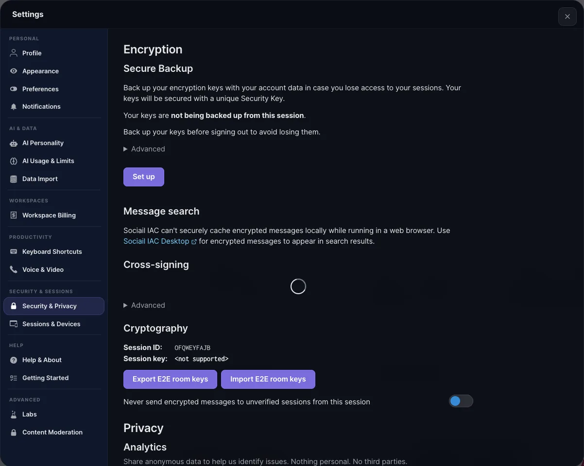 Sociail security and privacy settings proof