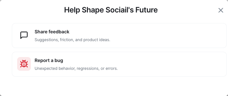 Sociail feedback dialog proof