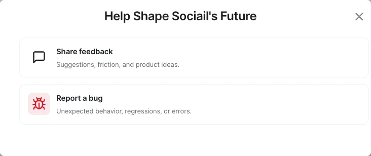 Sociail feedback dialog proof