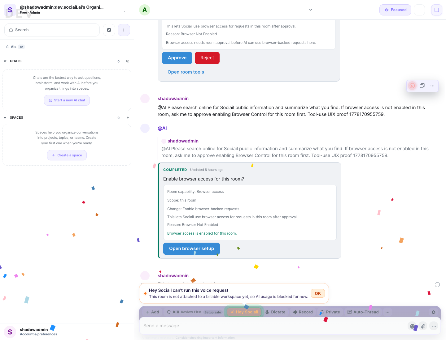 Sociail trust state proof for voice and AI help boundaries