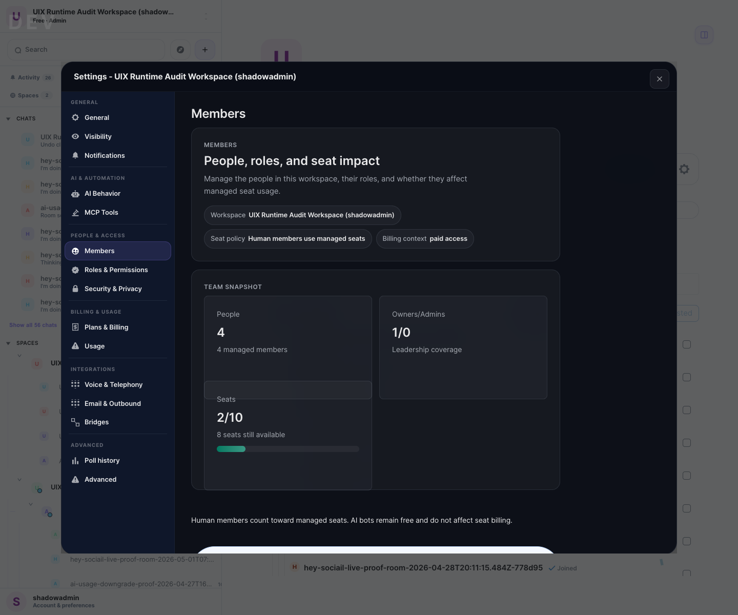 Sociail workspace members proof